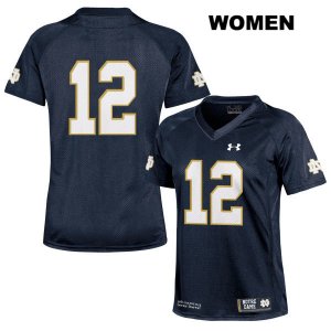 Notre Dame Fighting Irish Women's DJ Brown #12 Navy Under Armour No Name Authentic Stitched College NCAA Football Jersey KCE2199WE